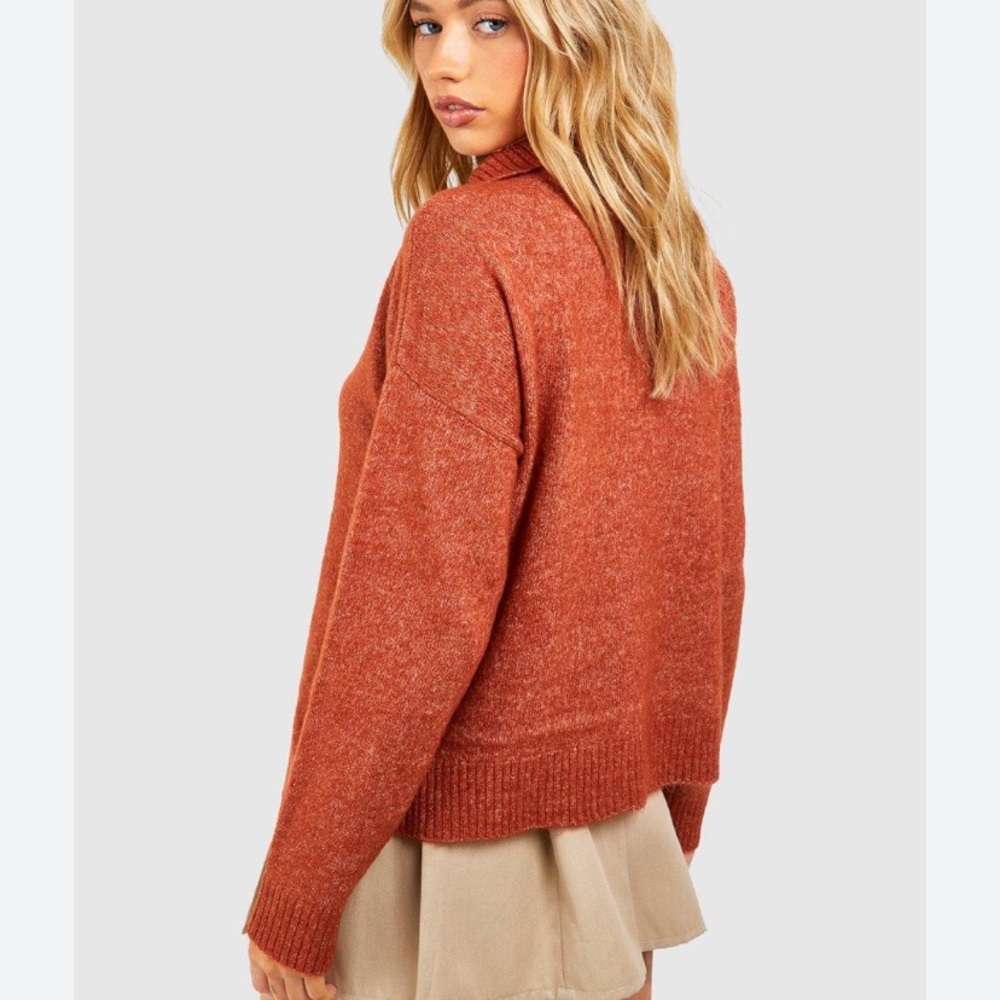 Burnt Orange Mock Neck Pullover Sweater